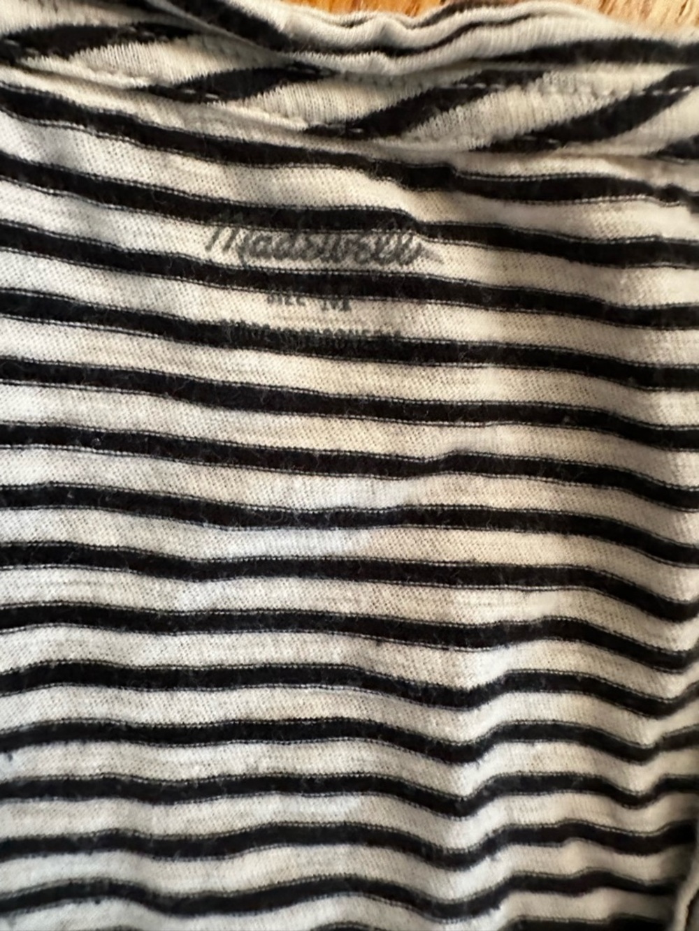 Madewell Whisper Cotton V-Neck Pocket Tank Top Striped Black White Medium - Picture 7 of 10